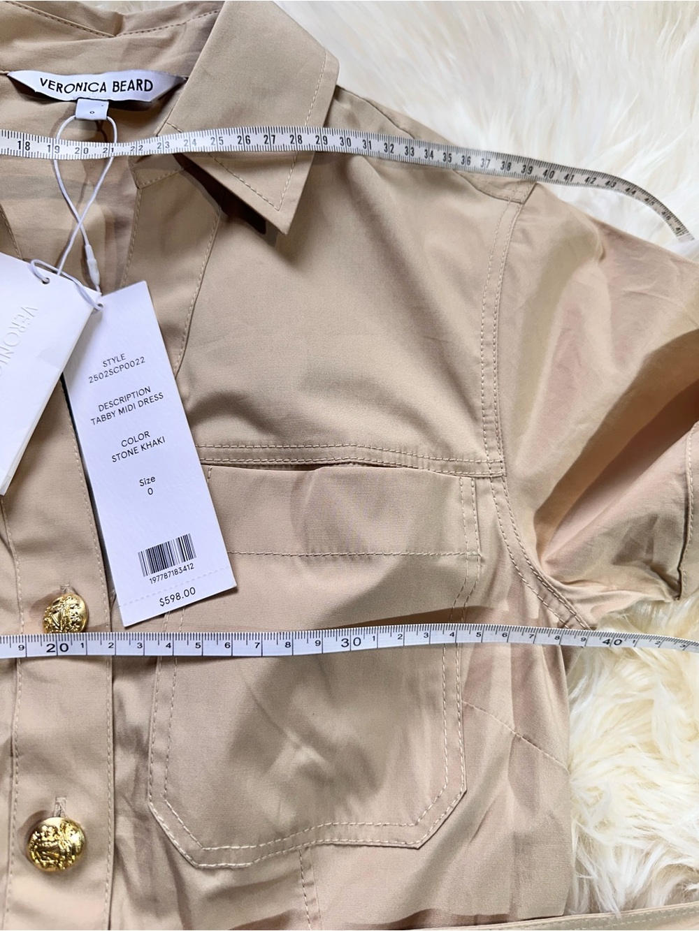 Veronica Beard Tabby Midi Dress – Stone Khaki – Size 0 – NWT - Picture 7 of 16